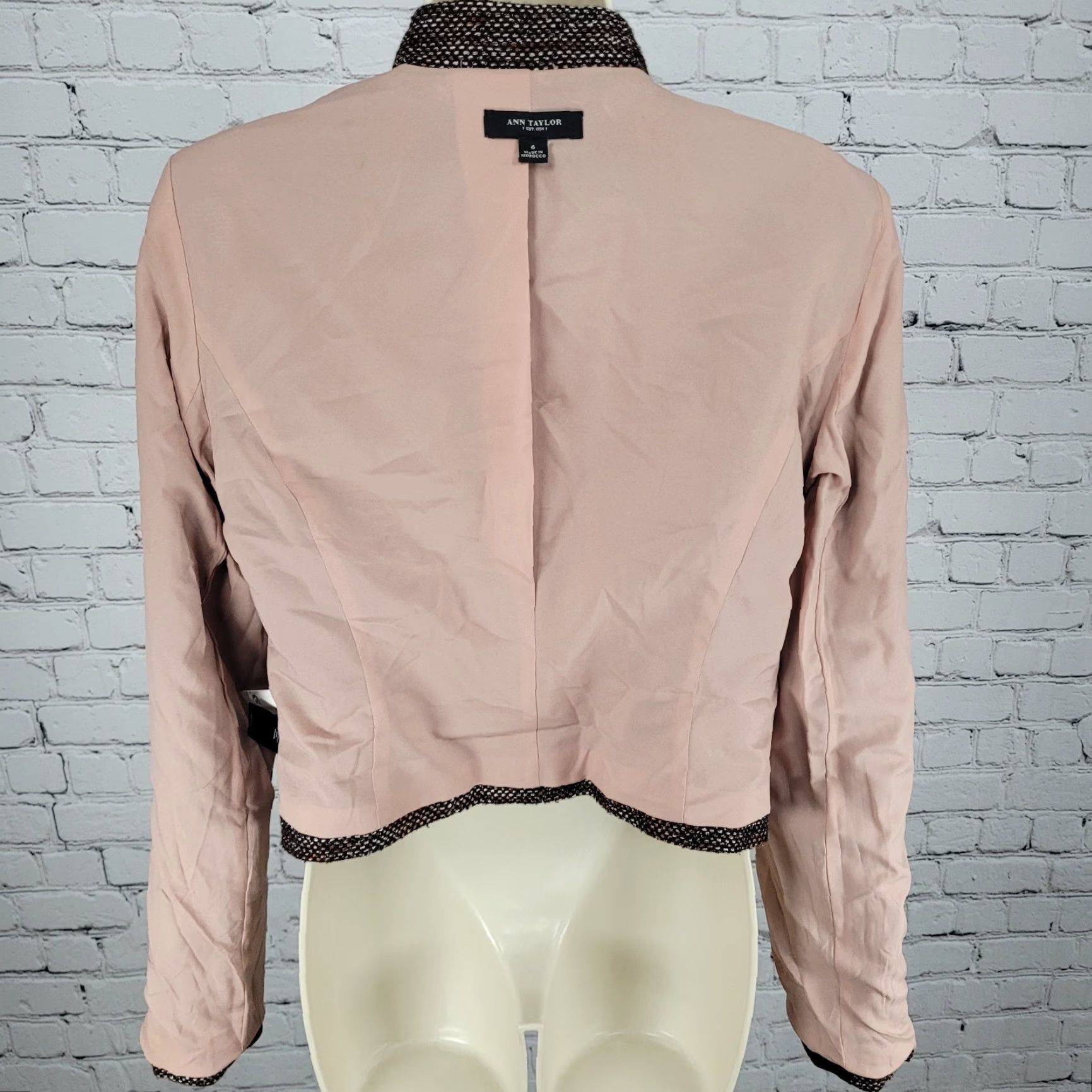 Ann Taylor Ann Taylor Jacket Womens Size 6 Brown Textured Zipped Pockets Lightweight Short Sleeve Business Casual Travel Size M / US 6-8 / IT 42-44 - 6 Thumbnail