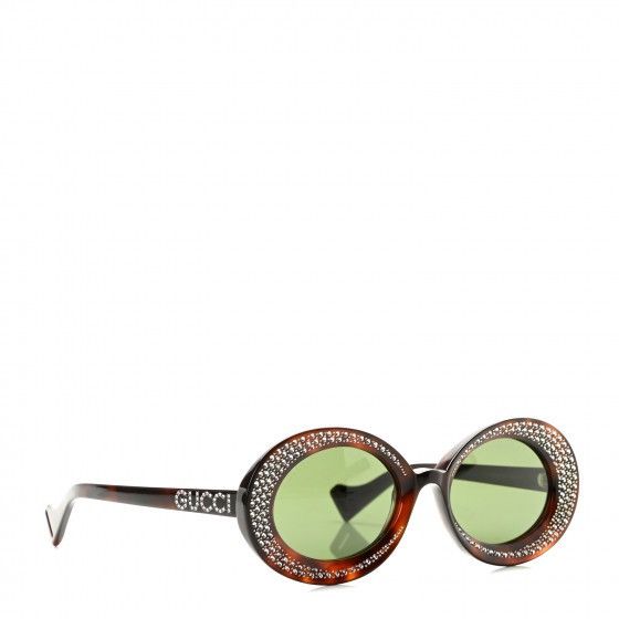 Designer × Gucci × Swarovski Gucci Tortoise Shell Swarovski Diamond Studded Sunglasses Size ONE SIZE - 2 Thumbnail