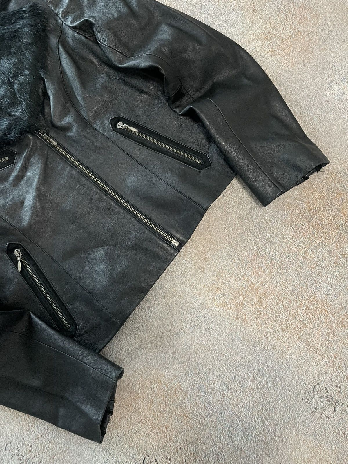 Harley Davidson Harley Davidson Black Leather Fur Collar Cropped Jacket Size L / US 10 / IT 46 - 6 Thumbnail
