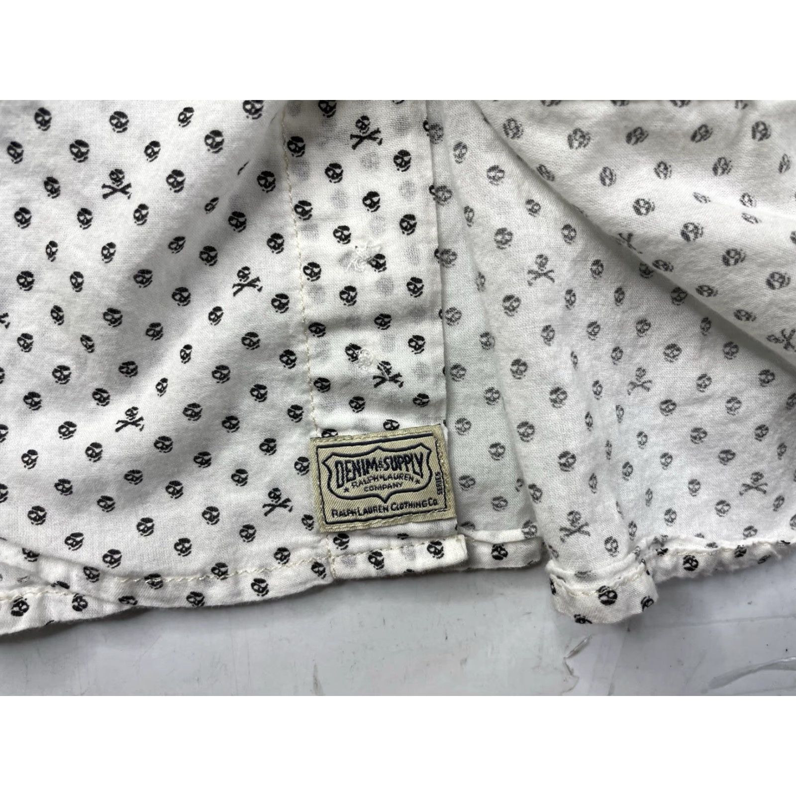 Ralph Lauren VINTAGE Denim & Supply Ralph Lauren Skull AOP Button Down Shirt Men Medium Short Sleeve White Cotton Buttons Down Collar Mens Size US M / EU 48-50 / 2 - 3 Thumbnail