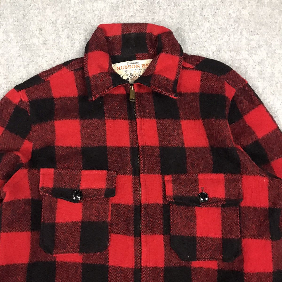 Hudsons Bay × Vintage 80s HUDSON BAY WOOL FLANNEL CHECK ZIPPER JACKET Size US M / EU 48-50 / 2 - 2 Thumbnail