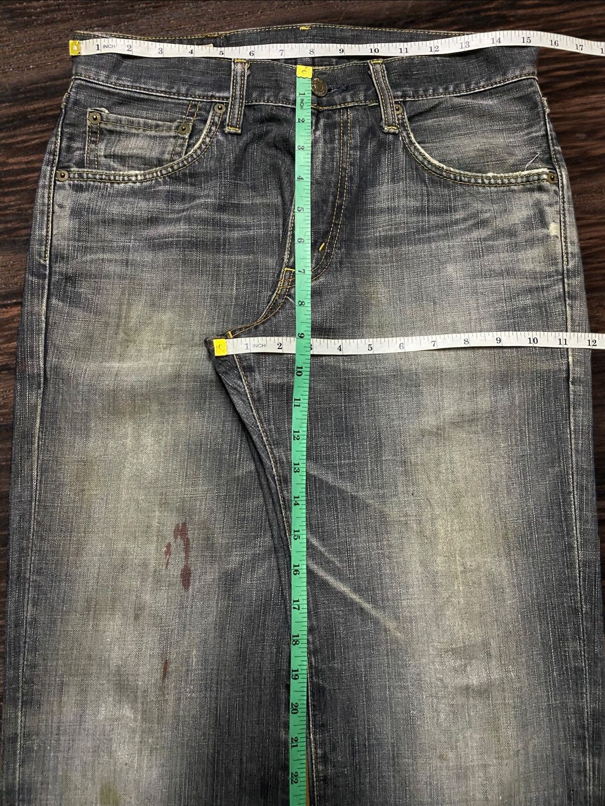 Japanese Brand Edwin 503 Denim Acid Wash Stain Distressed Loose Jeans Size US 30 / EU 46 - 20 Thumbnail