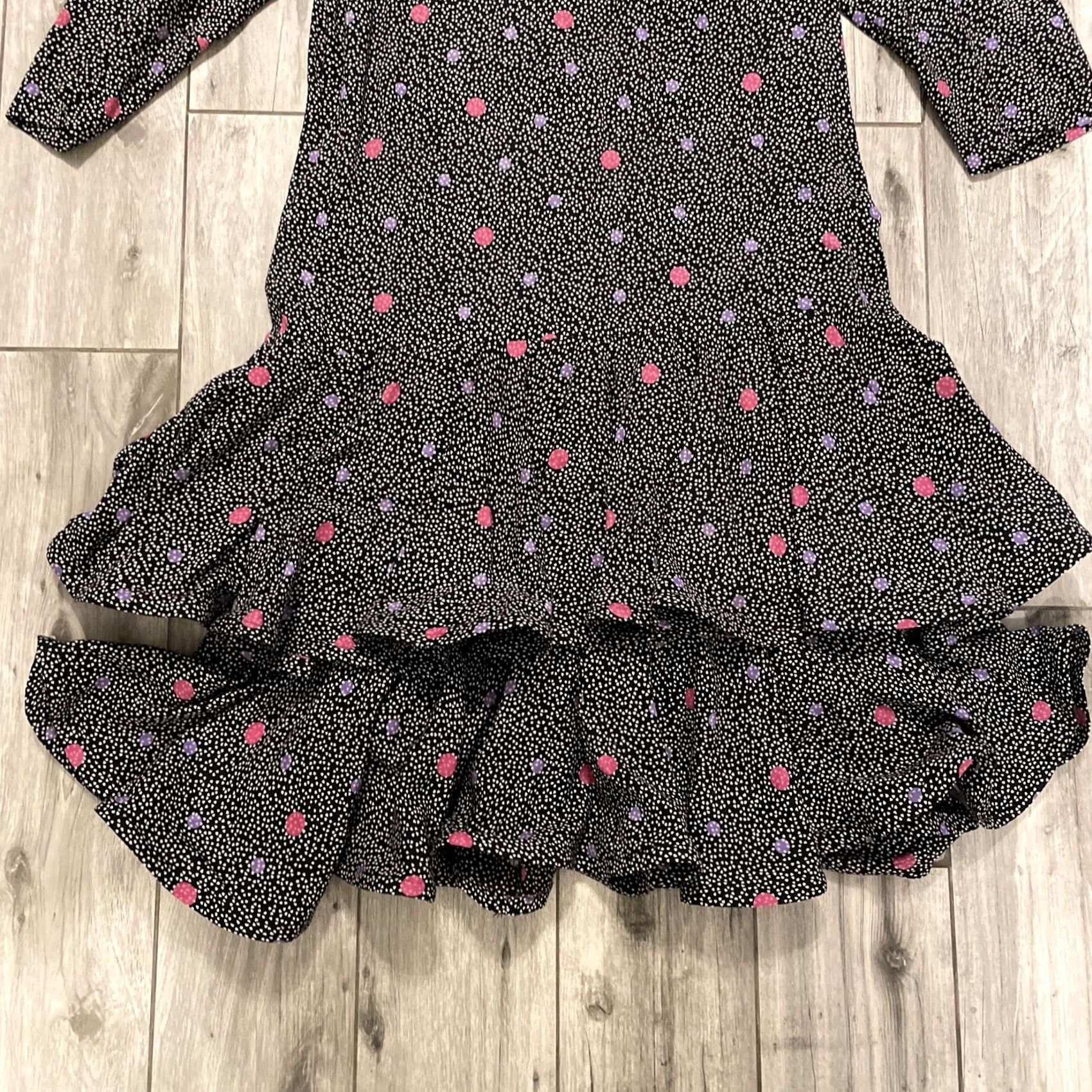 IWC Schaffhausen VINTAGE Jane Schaffhausen Belle France Polk Dot Prairie Dress Size 12 Long Sleeve Knee Length Black Rayon Zipper Pocket Fit & Flare Woman Casual Size XL / US 12-14 / IT 48-50 - 2 Thumbnail