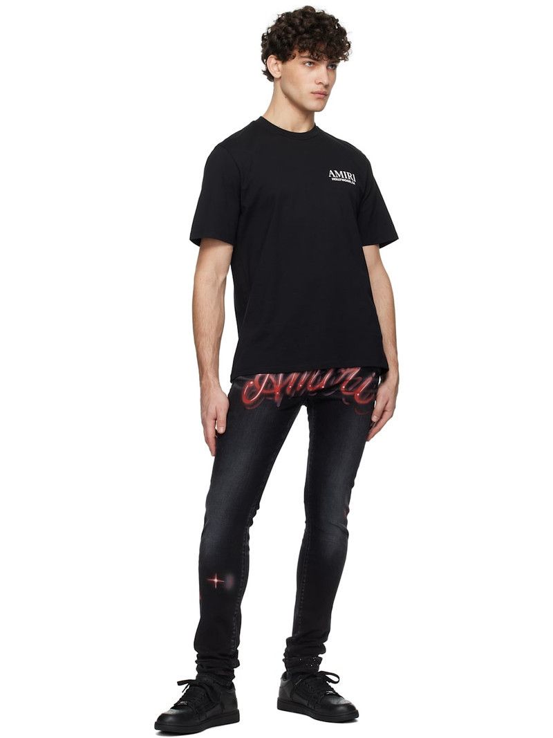 Amiri oc11z0126 Airbrush Logo Skinny Jeans in Black Size US 34 / EU 50 - 4 Thumbnail