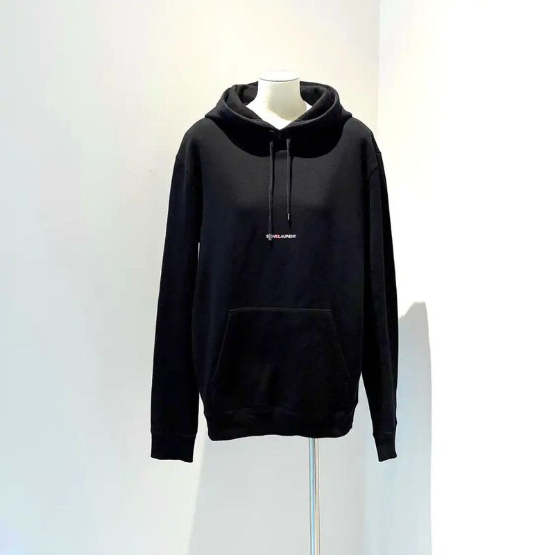 Yves Saint Laurent YSL Black Cotton Long Sleeve Hoodie 0089 Size M / US 6-8 / IT 42-44 - 1 Thumbnail