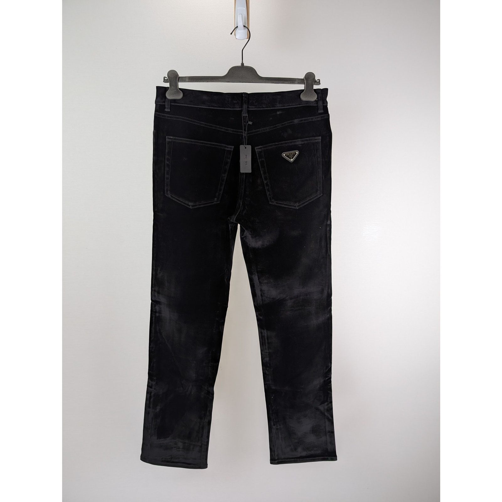 o1rshd1 Velvet Denim Jean Pants in Nero