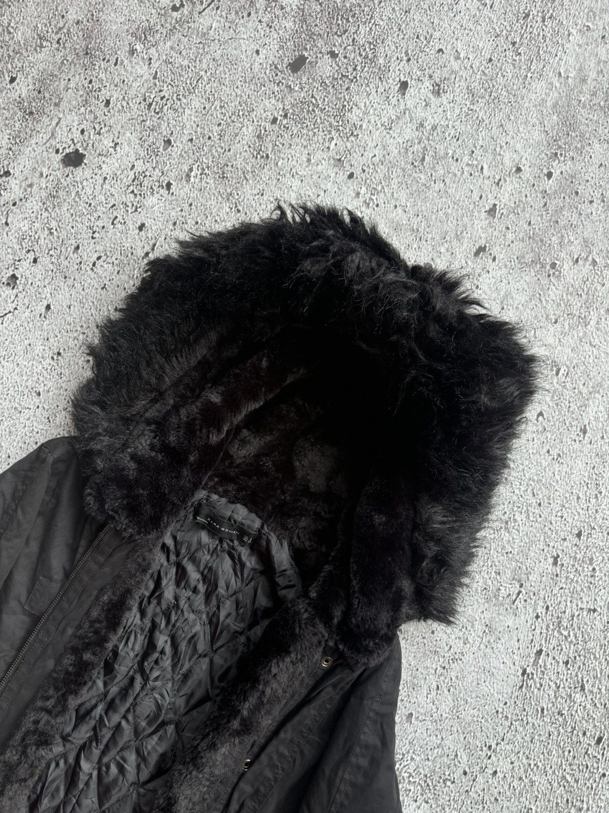 If Six Was Nine Y2k Zara Full black Unisex fur jacket Size S / US 4 / IT 40 - 4 Thumbnail