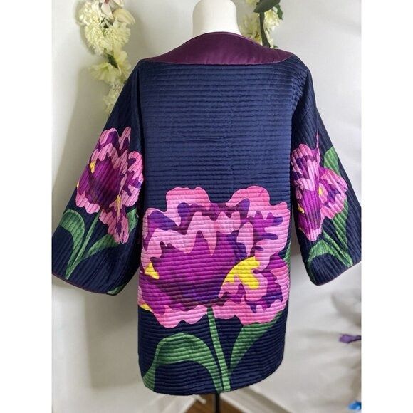 Designer Very Vollbracht Quilted Reversible Jacket and Blouse Set Blu Size S / US 4 / IT 40 - 6 Thumbnail