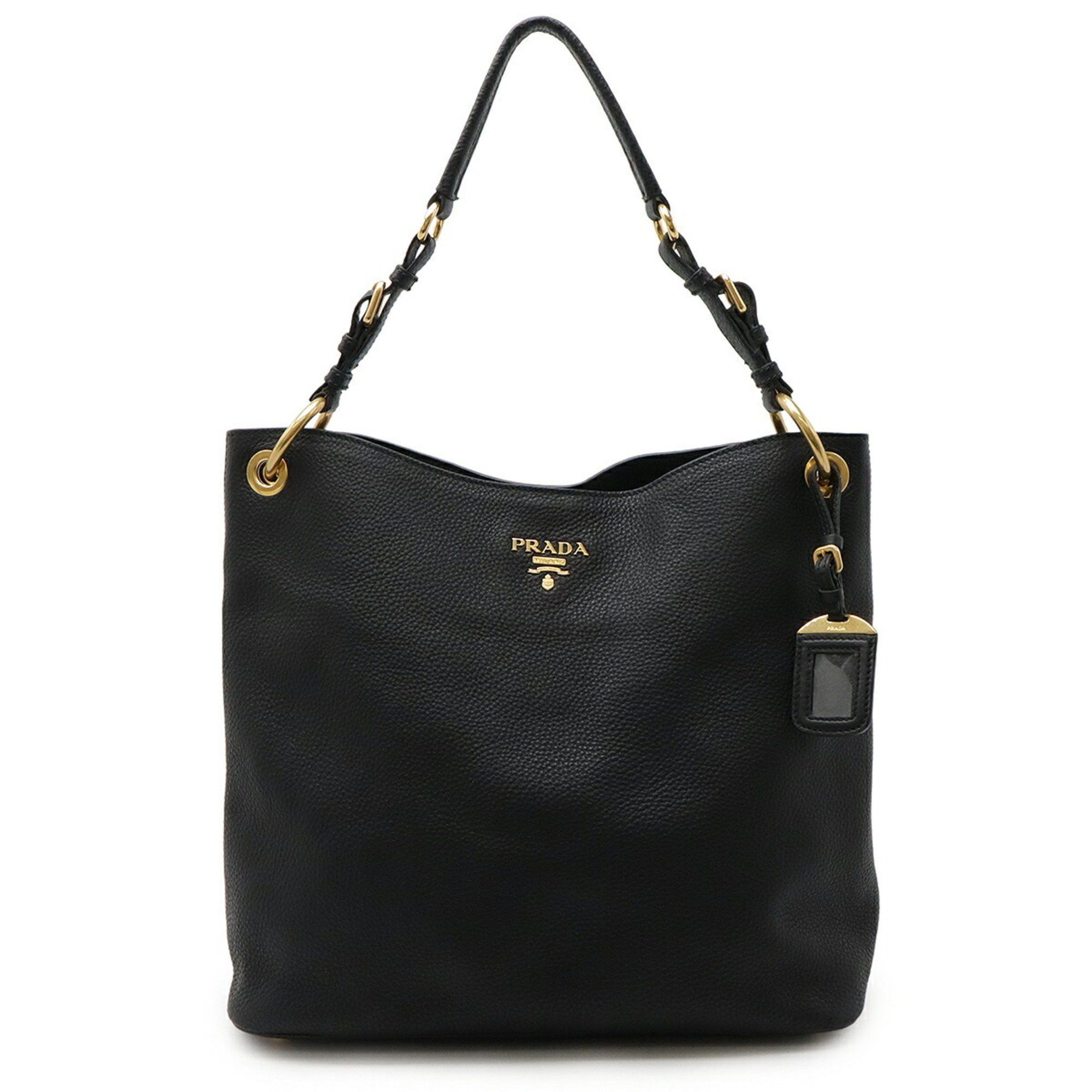 Prada Vit.daino Shoulder Bag Leather Nero Black Br4892, Women's
