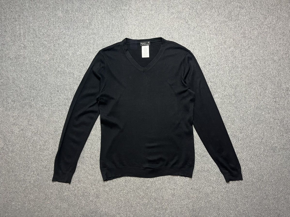 トップス 90s agnes b homme V neck knit sweater Agnes B. 90s France Wool Rayon V-Neck Knit Navy Used | eBay