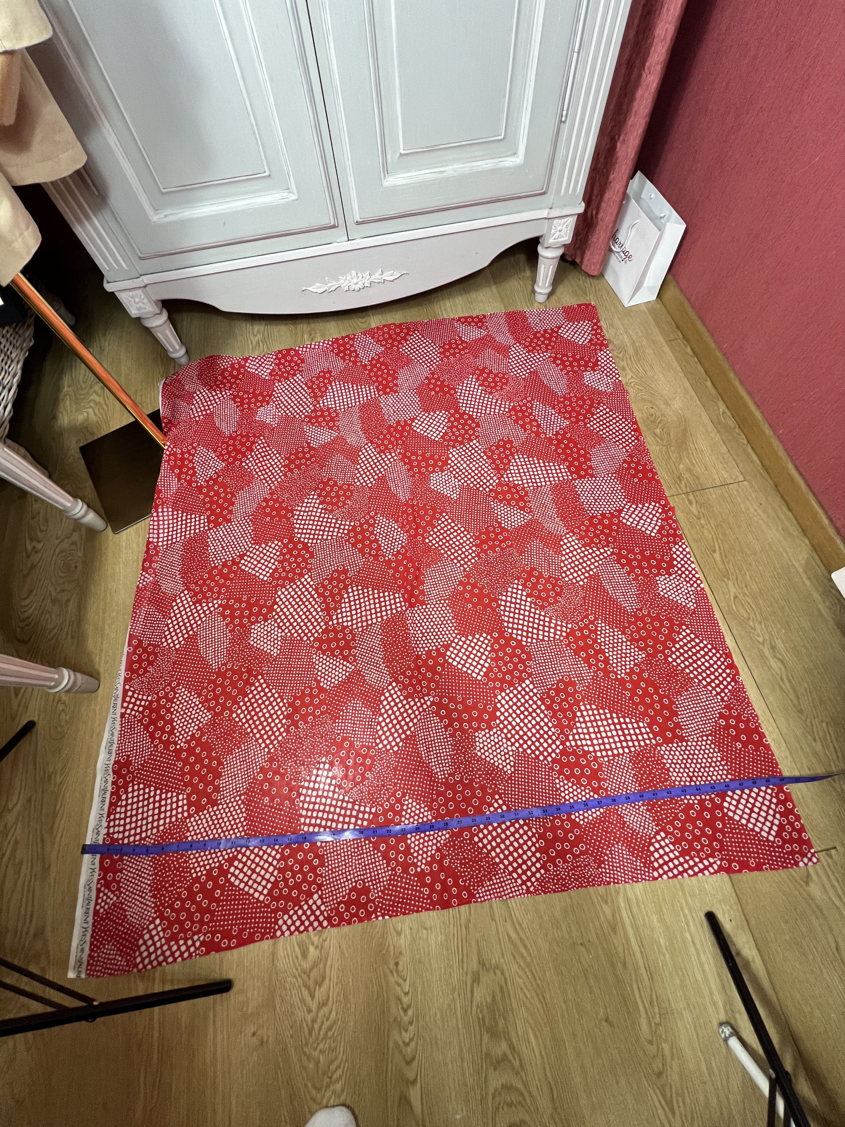 Saint Laurent Paris big ysl vintagw shawl 90s red white Size ONE SIZE - 5 Thumbnail
