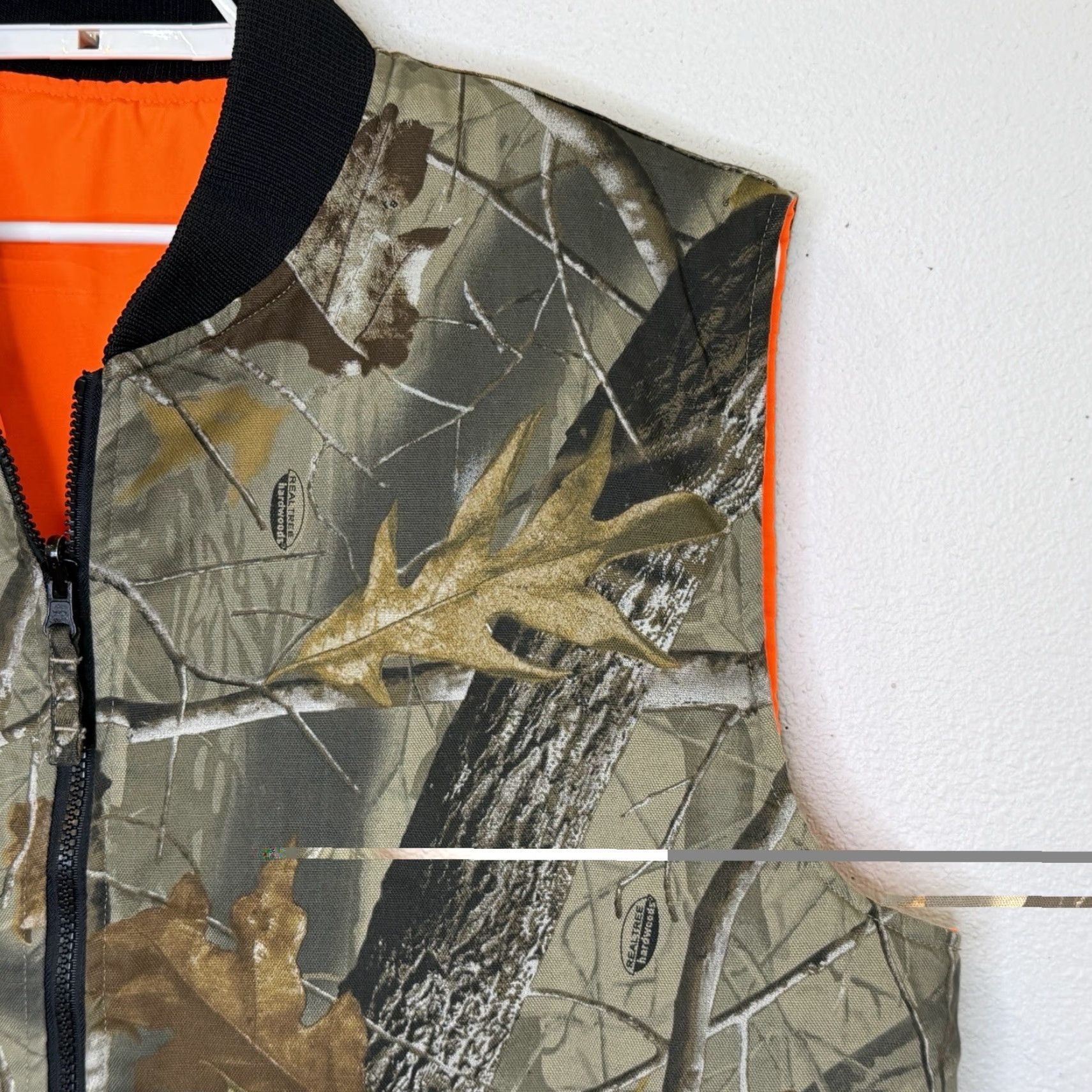 Vintage Bob Allen Vest Mens Large Realtree Hardwood Camo Blaze Orange Reversible Hunting Size 42R - 3 Thumbnail