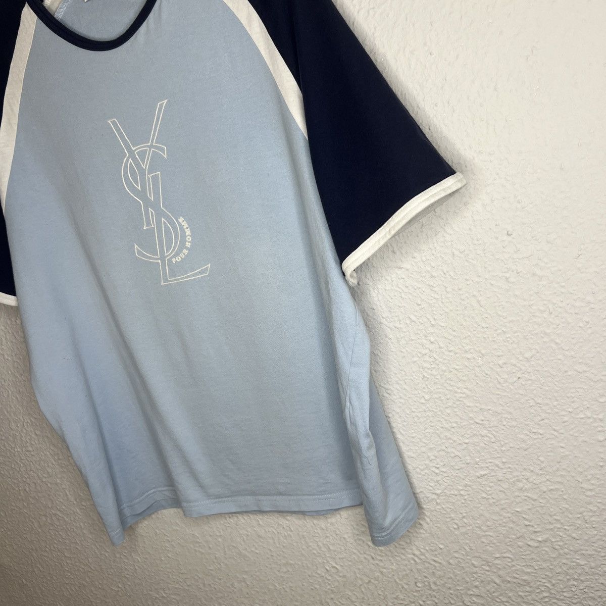 Yves Saint Laurent Yves Saint Lauren YSL Tshirt Tee Big Logo Blue Navy Size US L / EU 52-54 / 3 - 3 Thumbnail