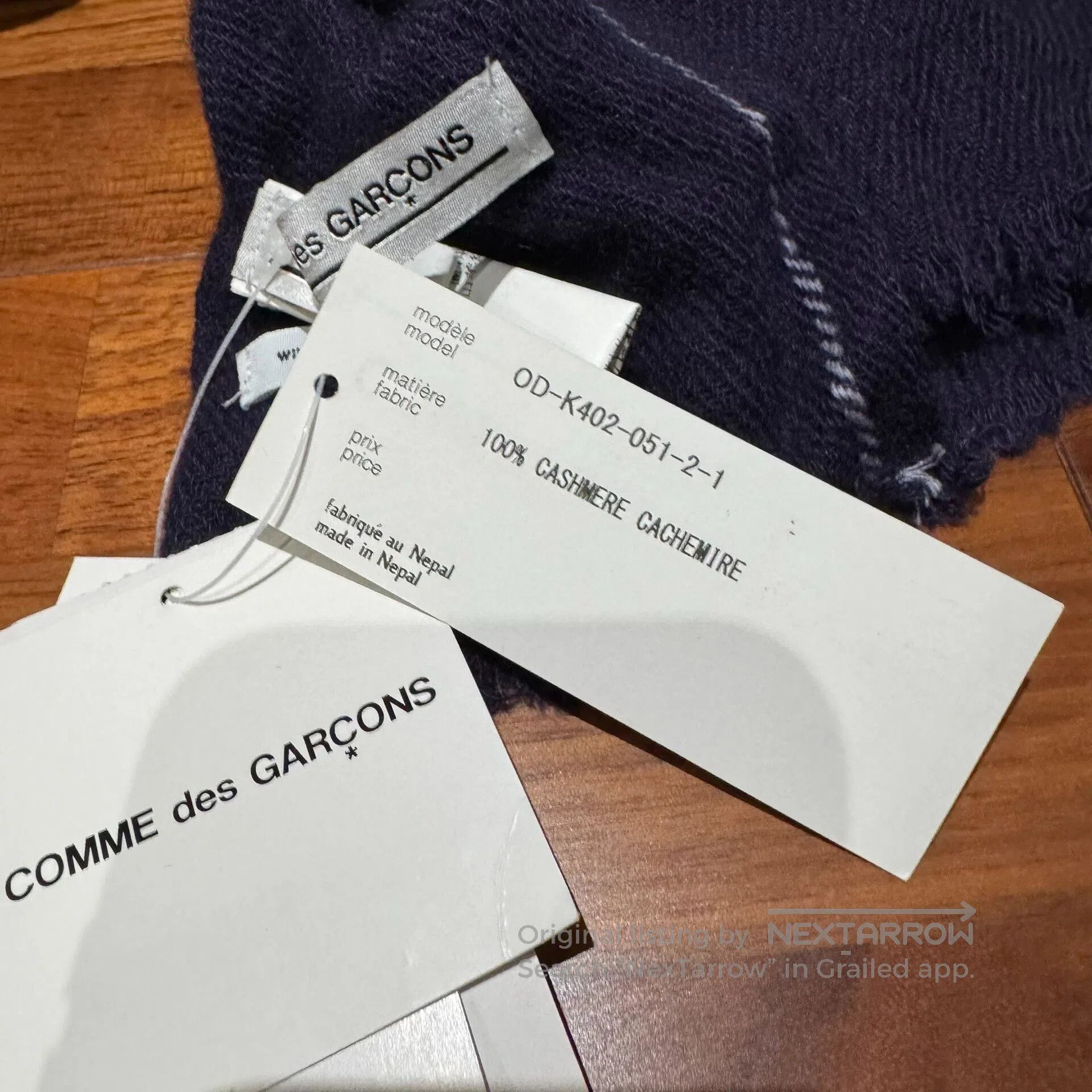 Comme des Garcons Common Projects Cashmere Scarf in Navy. Size ONE SIZE - 7 Thumbnail