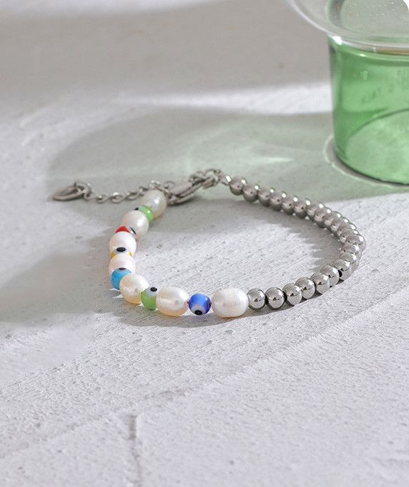 Jewelry Natural Pearl Beads Handmade Chain Bracelet Size ONE SIZE - 1 Thumbnail