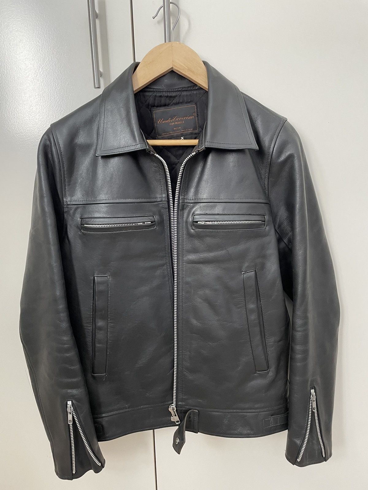 image of Undercover Aw02 Witches Cell Division Period Leather Jacket in Black, Men's (Size Medium)