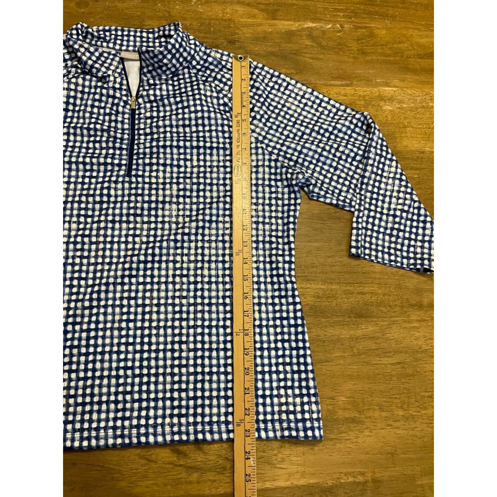 Vintage Chico's Shirt, Women, Long Sleeve, 1/4 Zip Up, Sparkle, Blue White, Size 12, Casual Travel, Men's? Wait. Size XL / US 12-14 / IT 48-50 - 6 Thumbnail