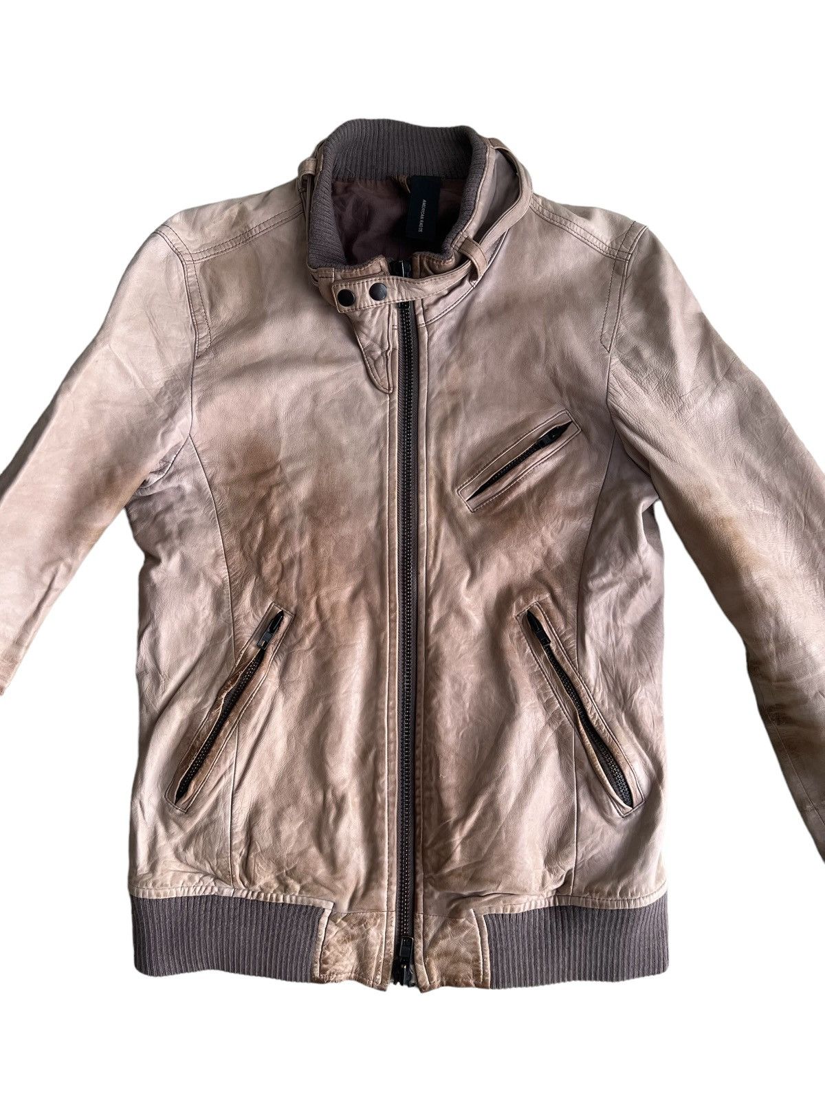 American Rag Beauty Patina Fade Sheep Leather Bondage Zipper Biker Jacket Size US S / EU 44-46 / 1 - 4 Thumbnail