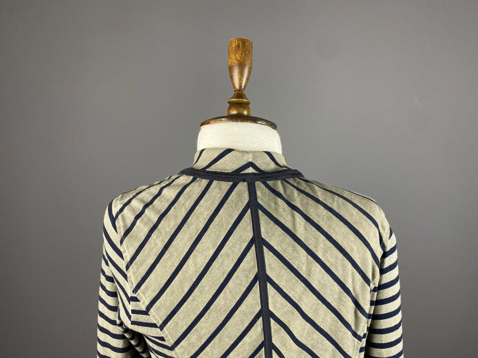 Designer Marc Cain Beige Stripe Designed Zip Wrap Cardigan Sweater Size M / US 6-8 / IT 42-44 - 8 Thumbnail