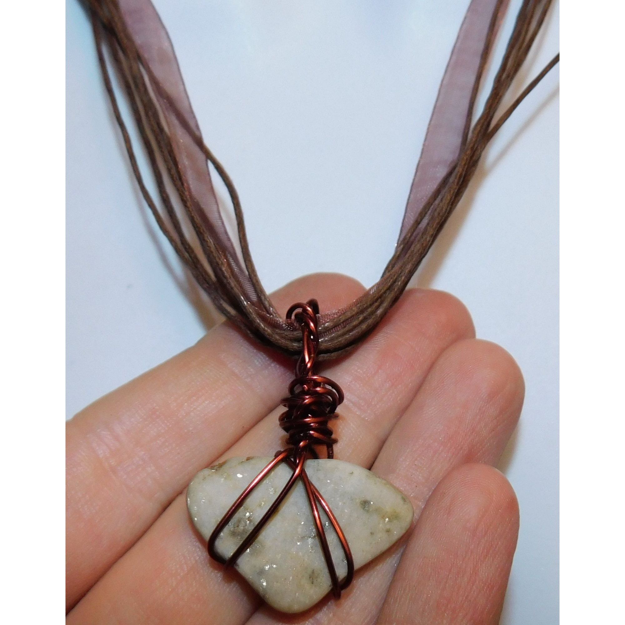 Handmade Handmade Wire Wrapped Stone Pendant Necklace Size ONE SIZE - 2 Thumbnail
