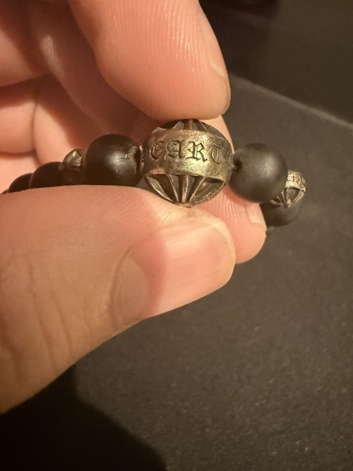 Chrome Hearts Chrome Heart Onyx Bead Bracelet Size ONE SIZE - 12 Thumbnail