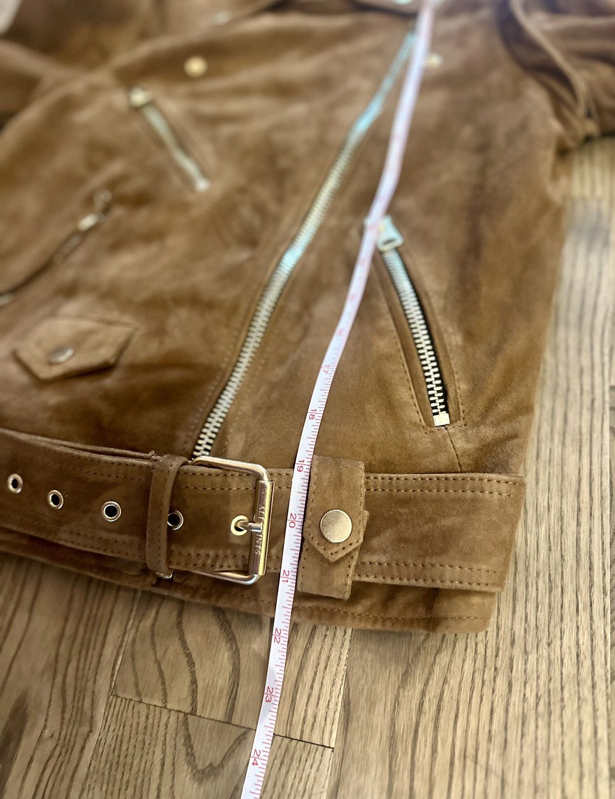 Allsaints ALL SAINTS Morgan Suede Biker Jacket in camel Size S / US 4 / IT 40 - 13 Thumbnail