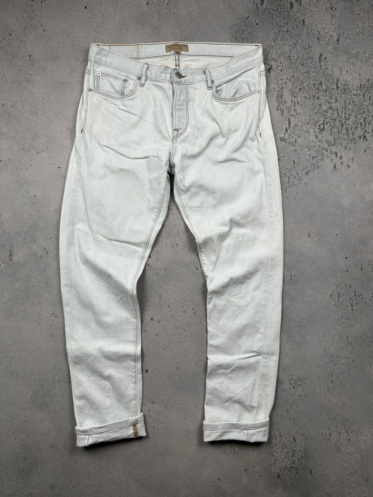 Burberry Burberry London England White Straight Selvedge Denim Jeans Size US 33 - 16 Thumbnail