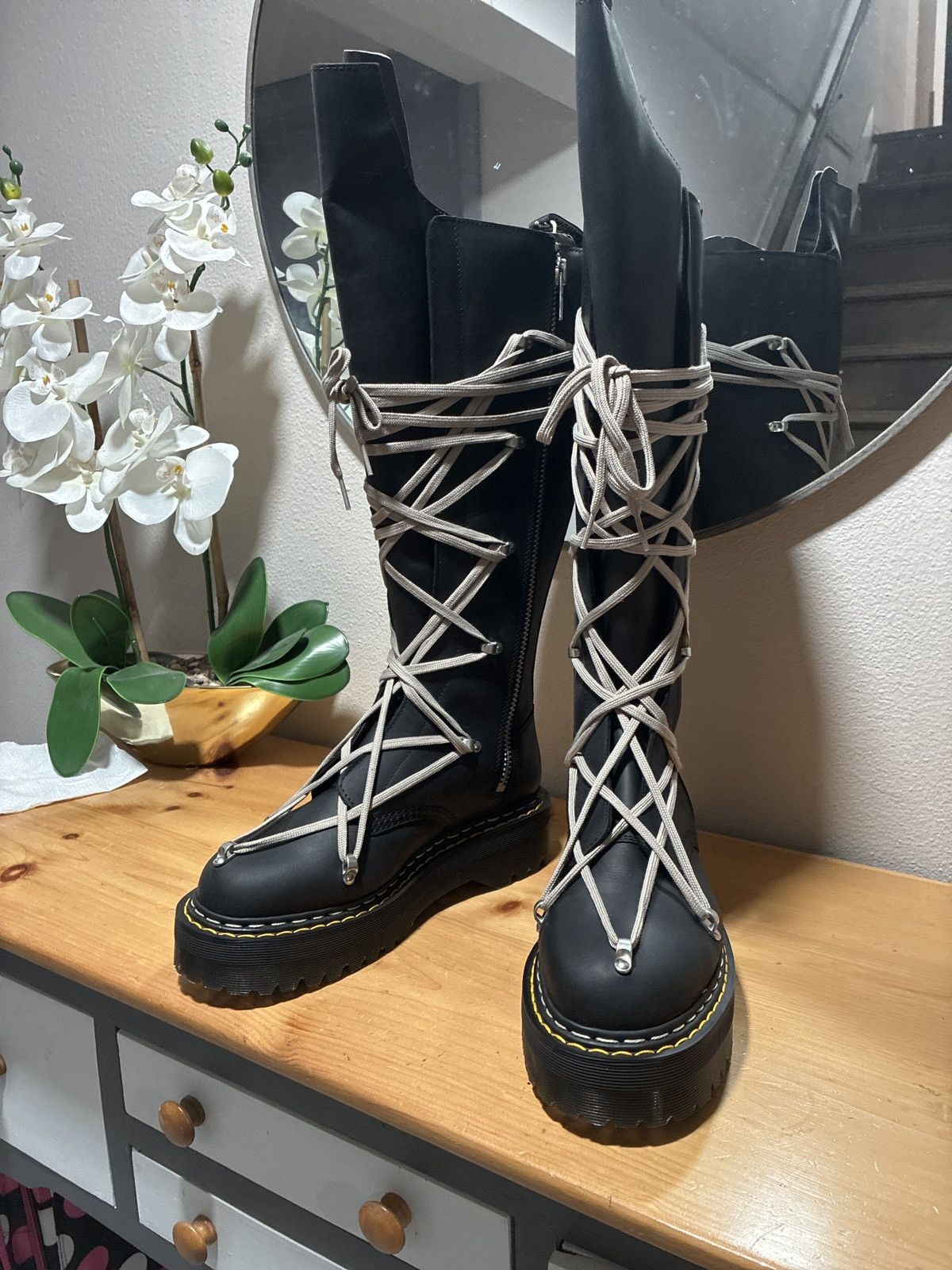 Rick Owens Rick Owen, dr martens 1B60 pentalace Quad boots | Grailed