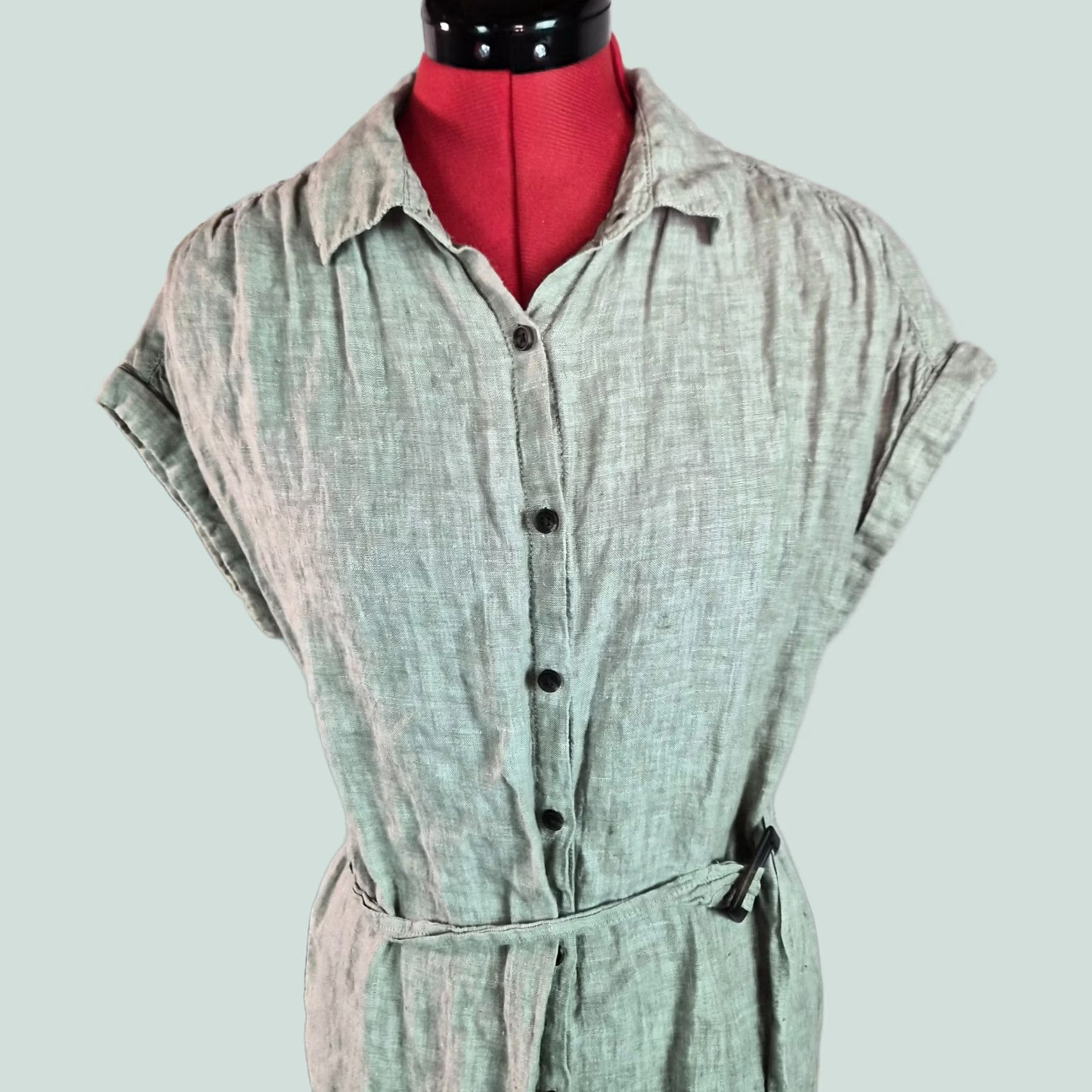 Vintage VINTAGE C&C California 100% Linen Shirt Dress Belted Button Front Short Sleeve Sz M G169 Size M / US 6-8 / IT 42-44 - 1 Thumbnail