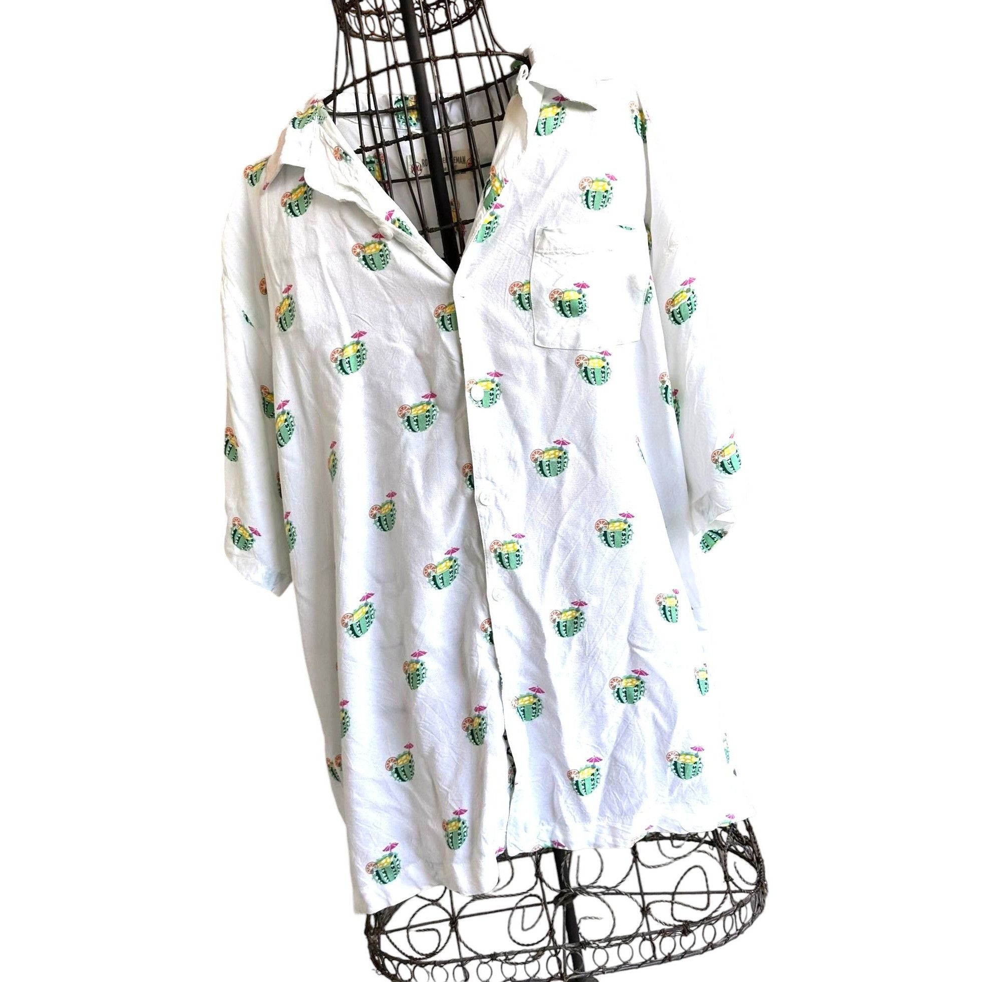 Vintage Rowdy Gentleman Cactus Cocktail Hawaiian Shirt XXL White Cru Size US XXL / EU 58 / 5 - 1 Thumbnail