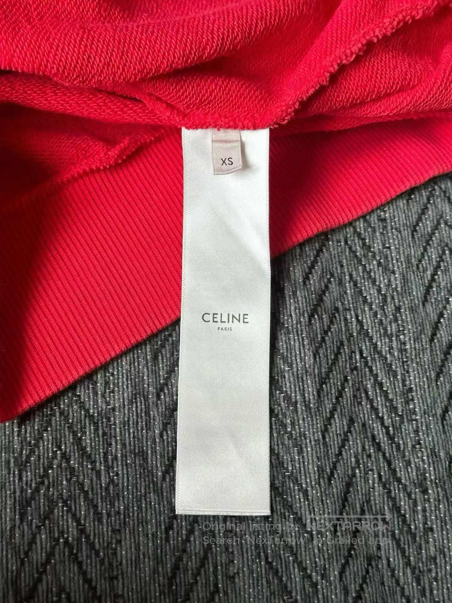 Celine Celine Red Triomphe Logo Hoodie. Size XS / US 0-2 / IT 36-38 - 4 Thumbnail