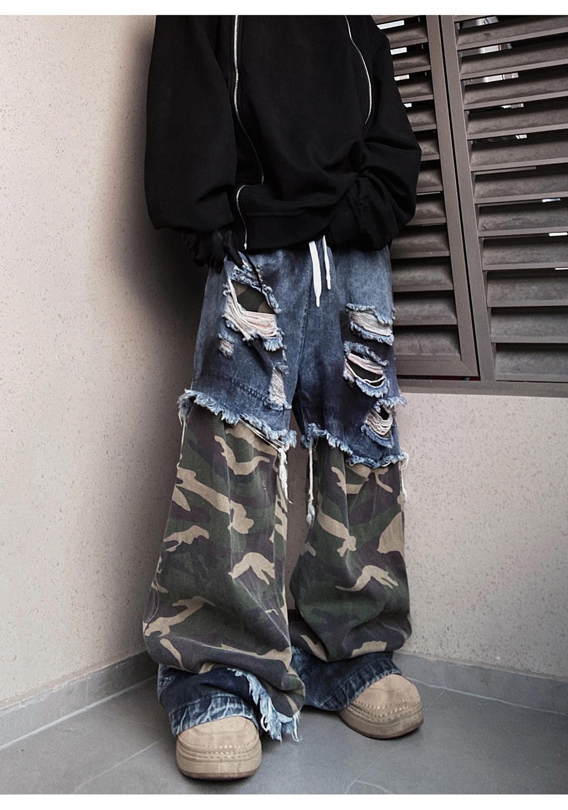 Jean Oversized Ripped Denim Cargo Jeans Size US 32 / EU 48 - 5 Thumbnail