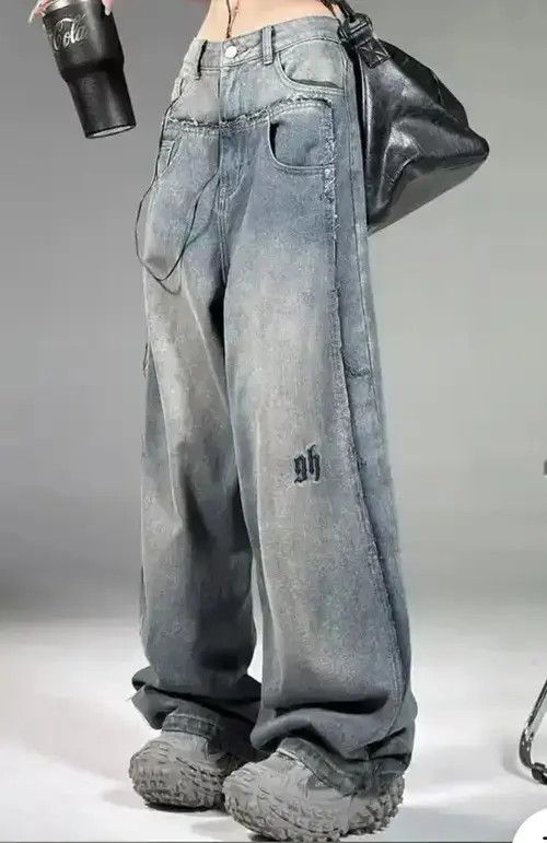 VIBE y2k washed distressed baggy jeans Size US 31 - 3 Thumbnail