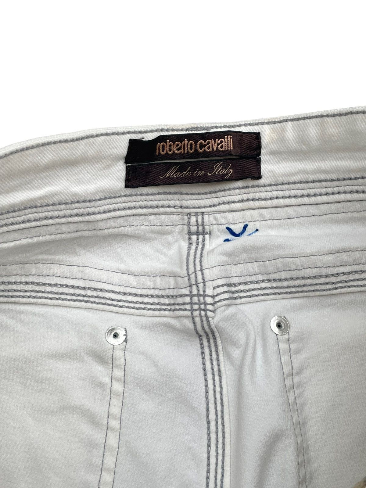 Roberto Cavalli Roberto Cavalli White/Grey Abstract Denim Size 32" / US 10 / IT 46 - 5 Thumbnail
