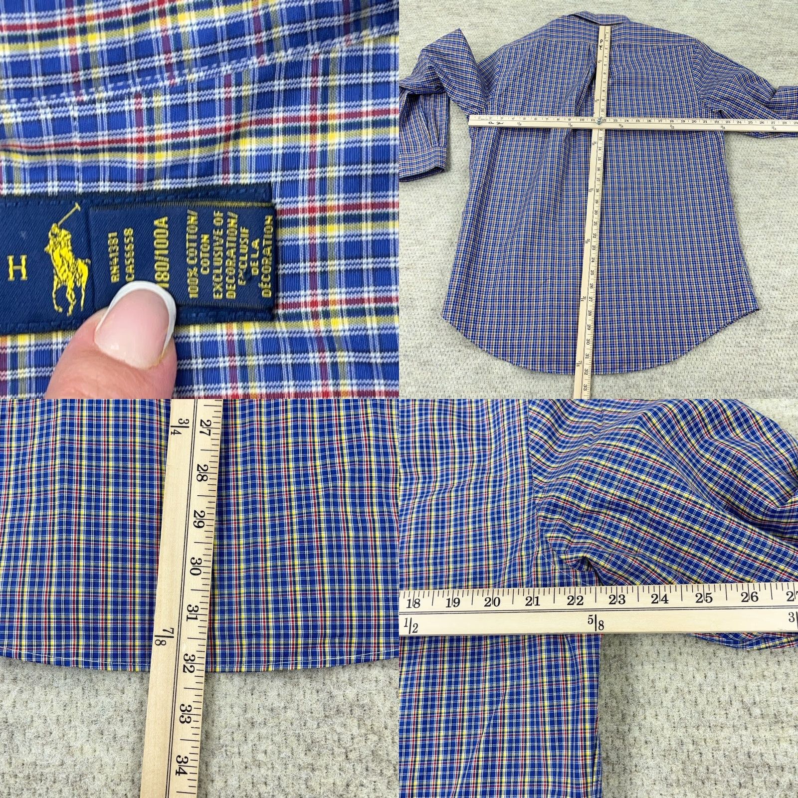 Ralph Lauren Ralph Lauren Shirt Men Large Blue Red Plaid Button Up Dress Poplin Windowpane A6 Size 42R - 8 Thumbnail