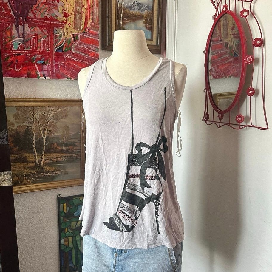 Other pretty good high heel graphic gray black tank top Size S / US 4 / IT 40 - 1 Thumbnail
