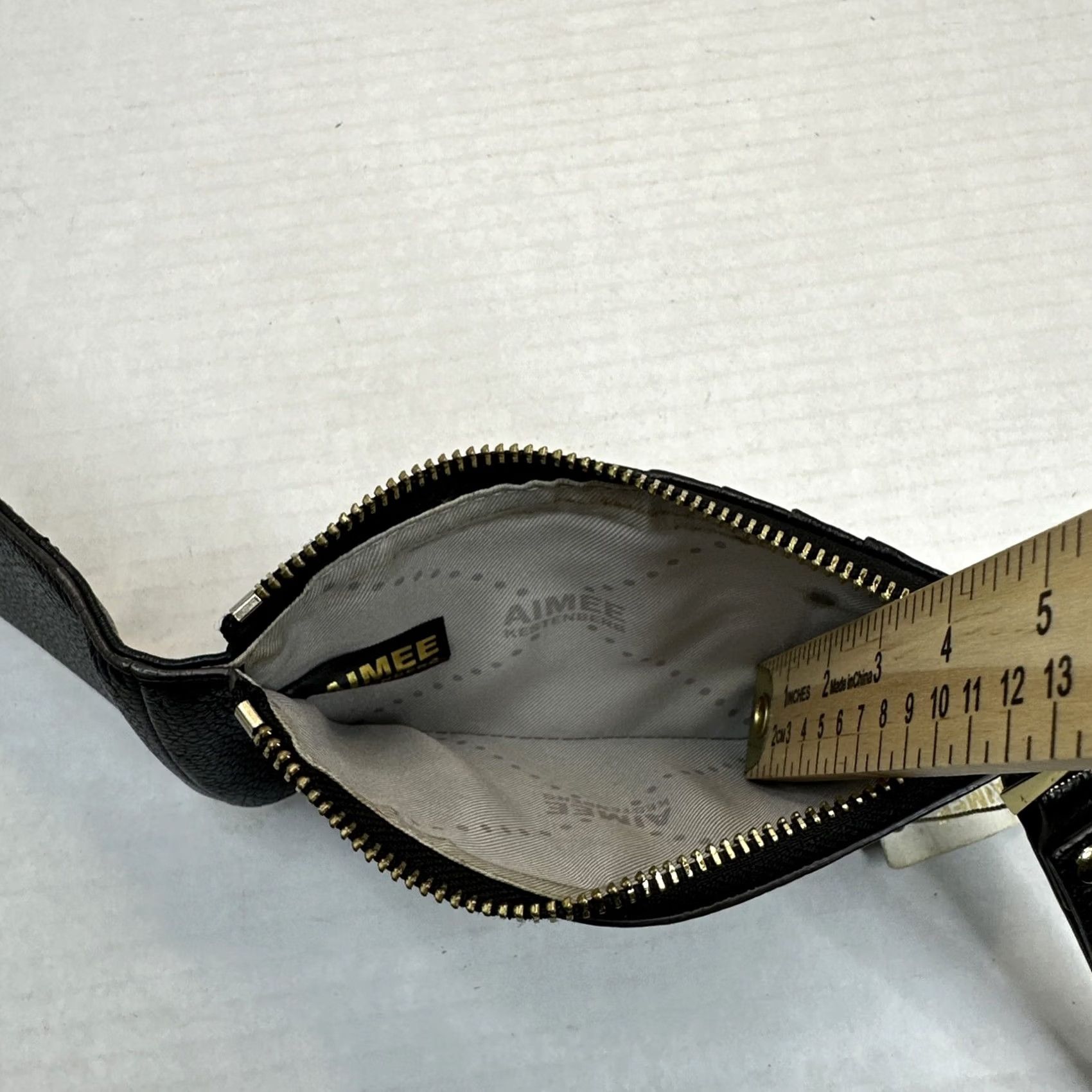 Vintage Aimee Kestenberg Wallet Wristlet Black Genuine Leather Flip Zip Snap 10 Card Slot Mirror ID Womens Leather Wristlet Size ONE SIZE - 7 Thumbnail