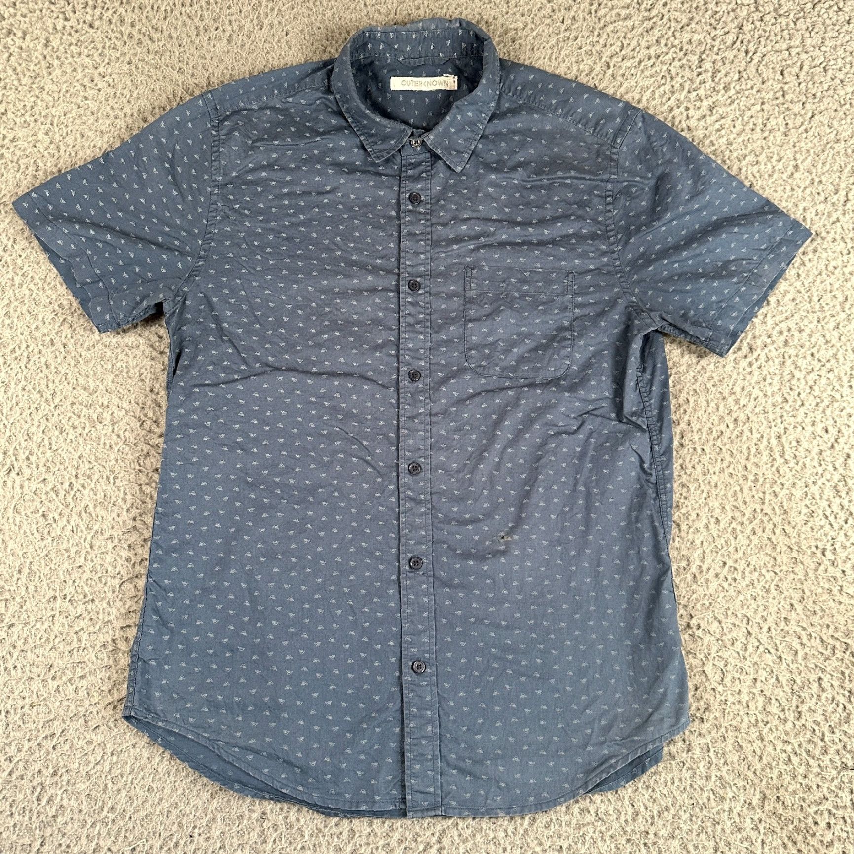 Outerknown Outerknown Shirt Mens Medium Blue Button Down Hang Loose All Over Flaw Size US M / EU 48-50 / 2 - 2 Thumbnail
