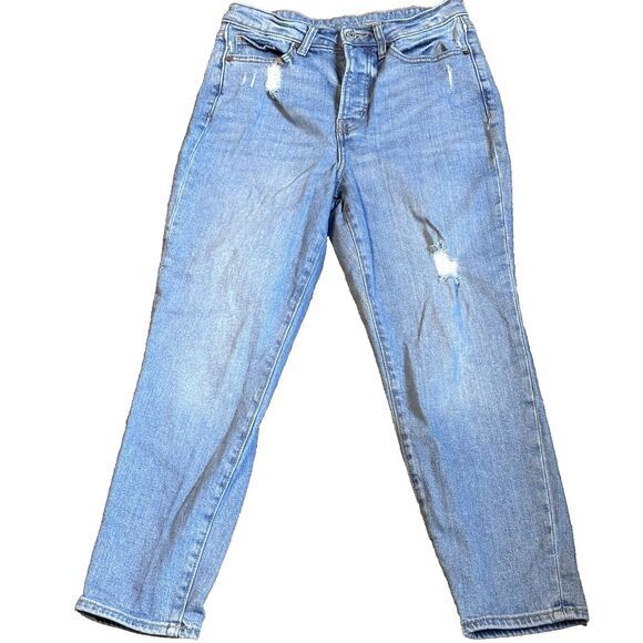 Old Navy Old Navy High Rise Straight Jean Women Blue Distressed 6 Size 28" / US 6 / IT 42 - 1 Thumbnail