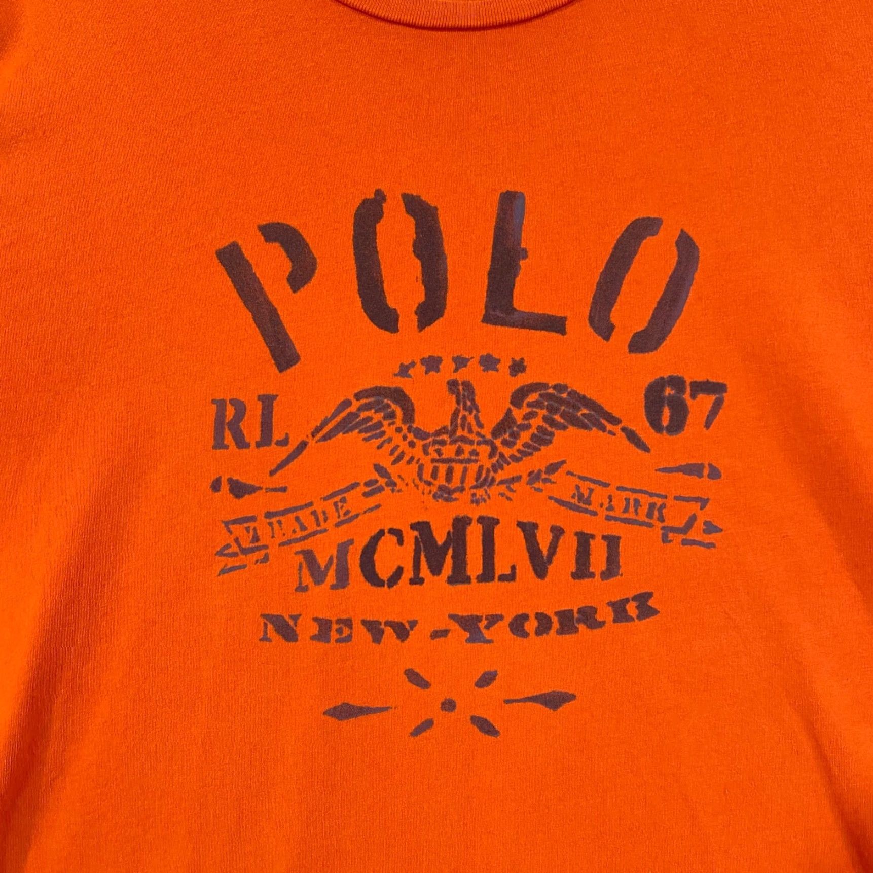 Polo Ralph Lauren Polo Ralph Lauren Shirt Mens Medium Orange MXMLVII New York RL Tee Short Sleeve Size US M / EU 48-50 / 2 - 2 Thumbnail