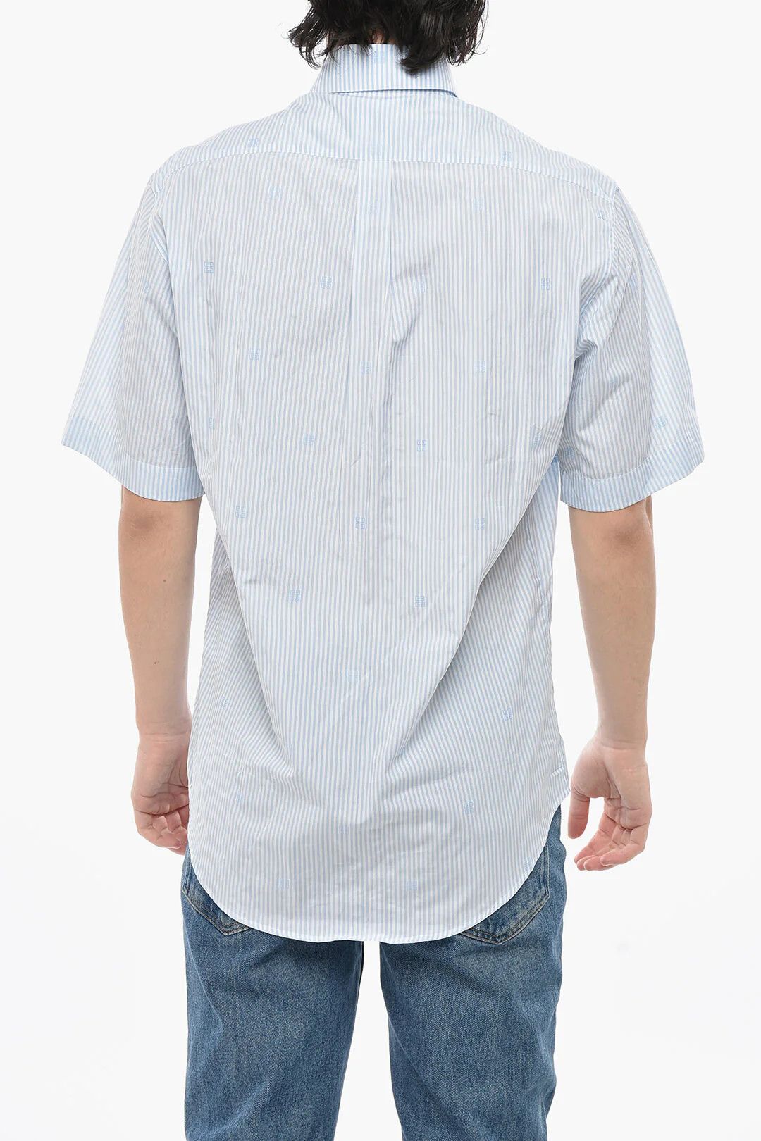 Givenchy og1mm0326 Awning-Print Cotton Button-Down Shirt Light Blue Size US S / EU 44-46 / 1 - 2 Thumbnail