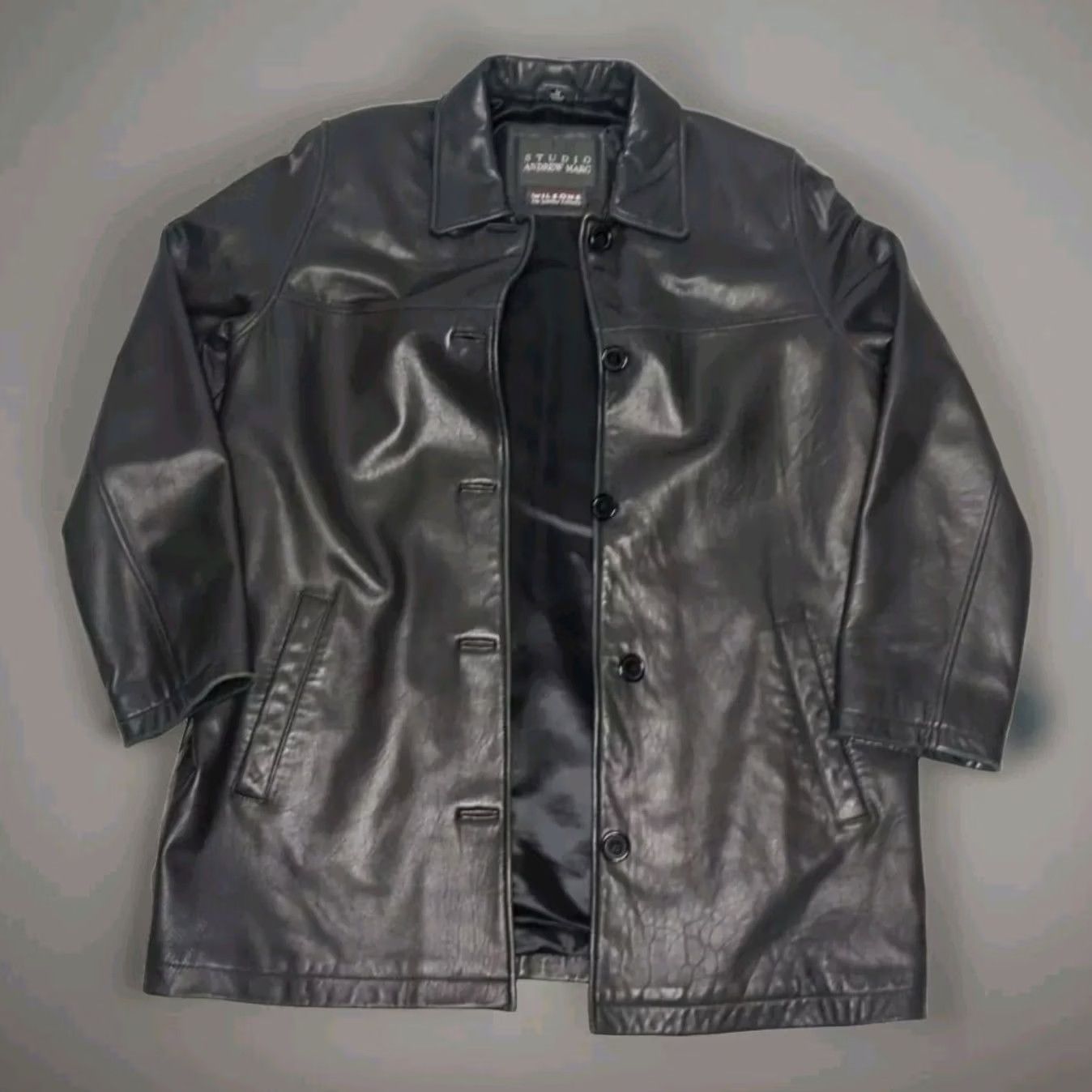 Andrew Marc Andrew Marc Studio Butter Soft Lamb Leather Jacket Mid-Length Overcoat Black Mens Medium Size US M / EU 48-50 / 2 - 4 Thumbnail