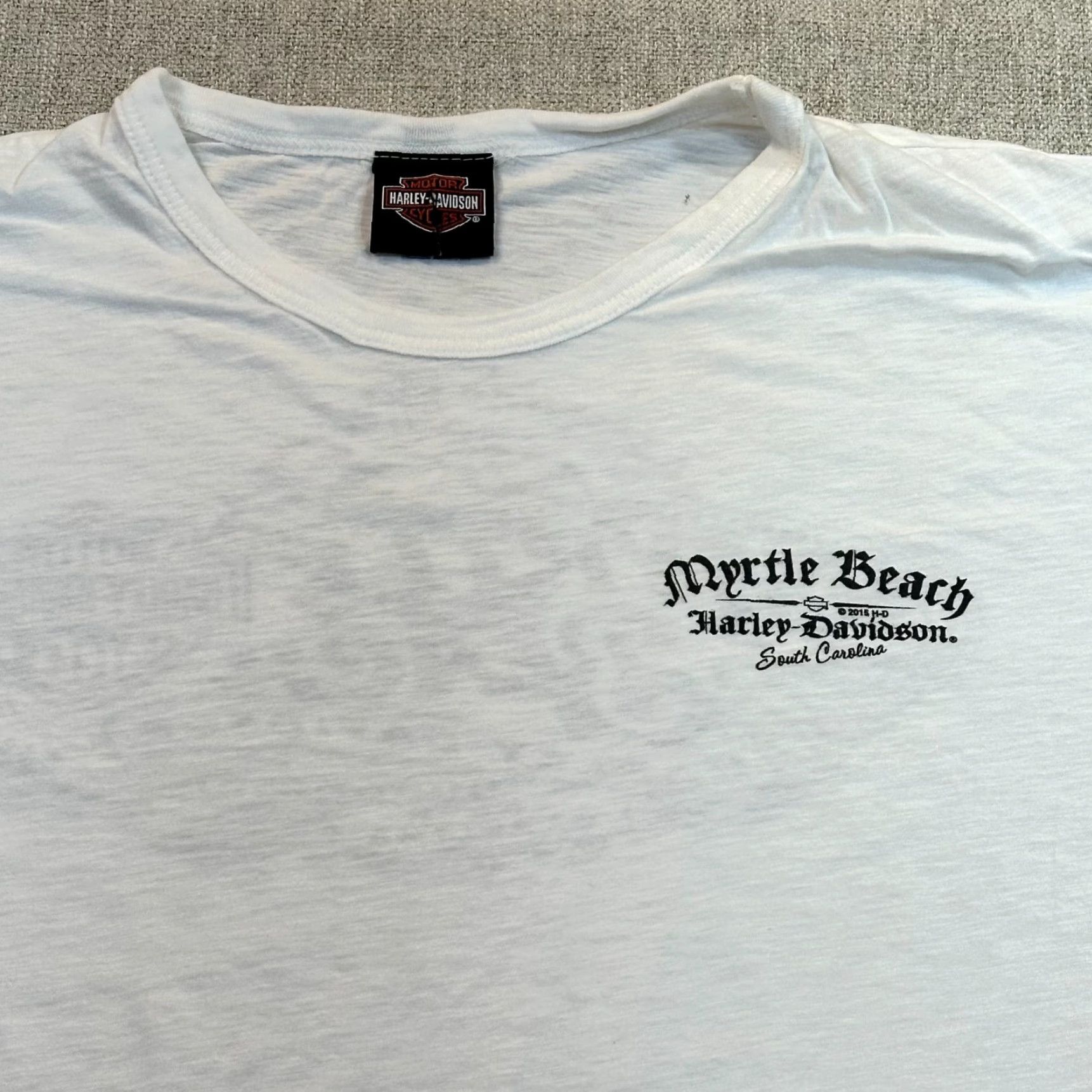 Harley Davidson Harley-Davidson Myrtle Beach 2015 Men's Large Tee Two-Sided Back Thrashing T-Shirt White Size US L / EU 52-54 / 3 - 3 Thumbnail