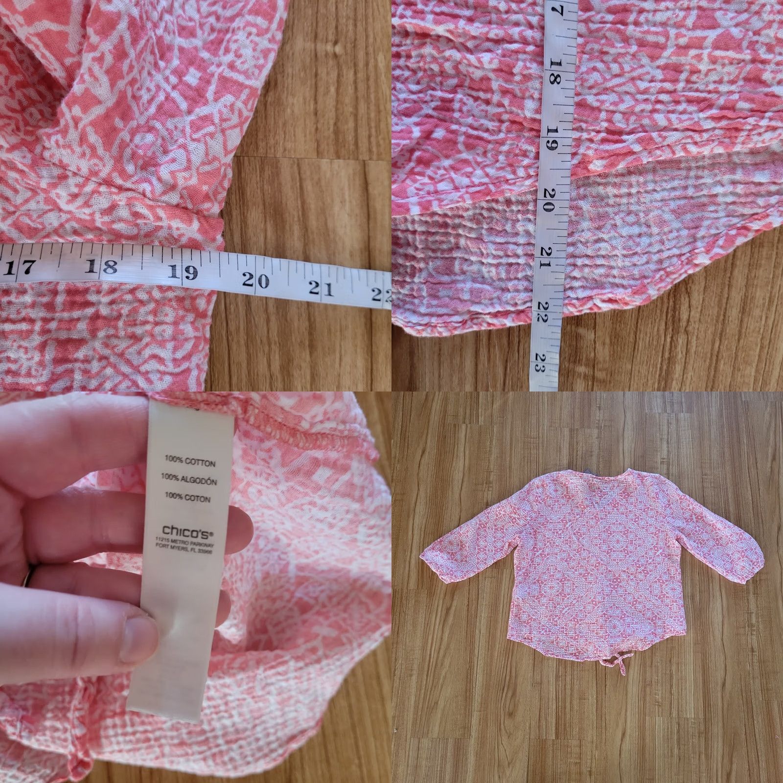 Vintage Chico's Chicos Shirt Blouse Womens Medium Pink White Gauze Tie Waist 3/4 Sleeve V-Neck Button Pullover Casual Everyday Shirt Womens Size M / US 6-8 / IT 42-44 - 8 Thumbnail