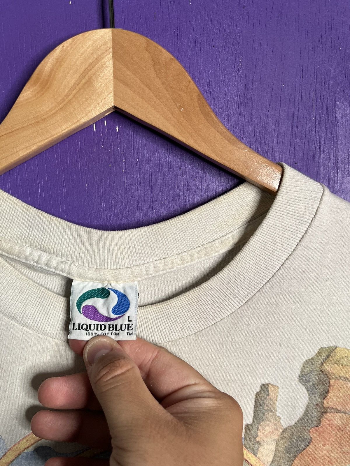 Liquid Blue × Vintage Vintage 90s Liquid blue cow skull tie dye t-shirt Size US L / EU 52-54 / 3 - 4 Thumbnail