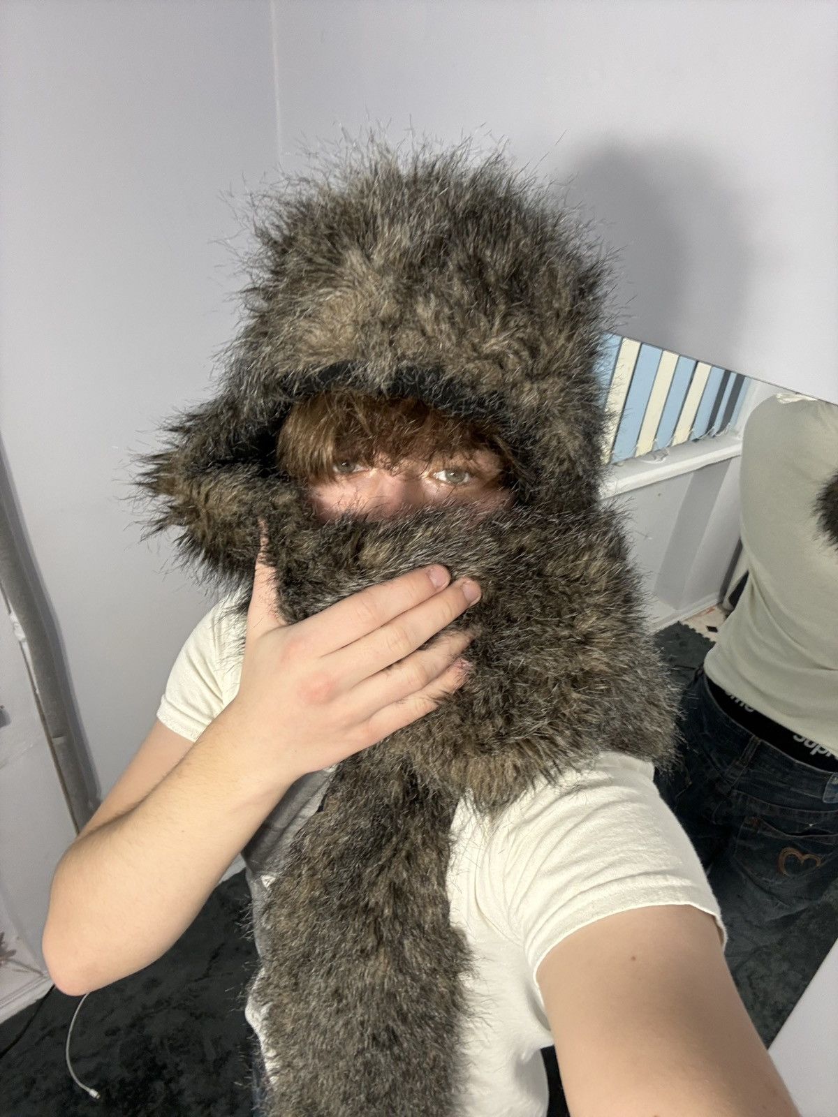 Japanese Brand Ushanka Y2K Trapper Hat Furry Mohair Fuzzy Fur Hat Size ONE SIZE - 1 Thumbnail