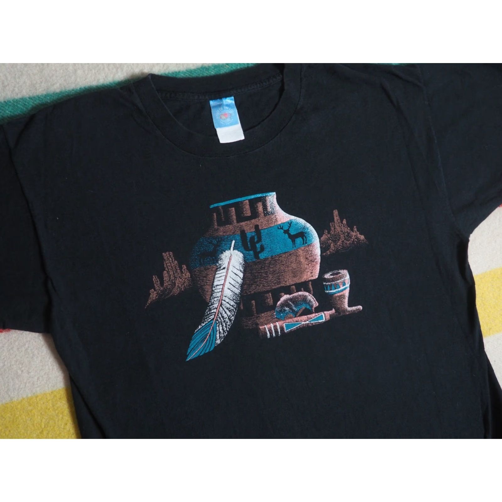 Fruit Of The Loom VINTAGE Fruit of the Loom T-Shirt Mens XL Black 90s Pottery Art Graphic Print Crew Neck Short Sleeve Tee Size US XL / EU 56 / 4 - 2 Thumbnail