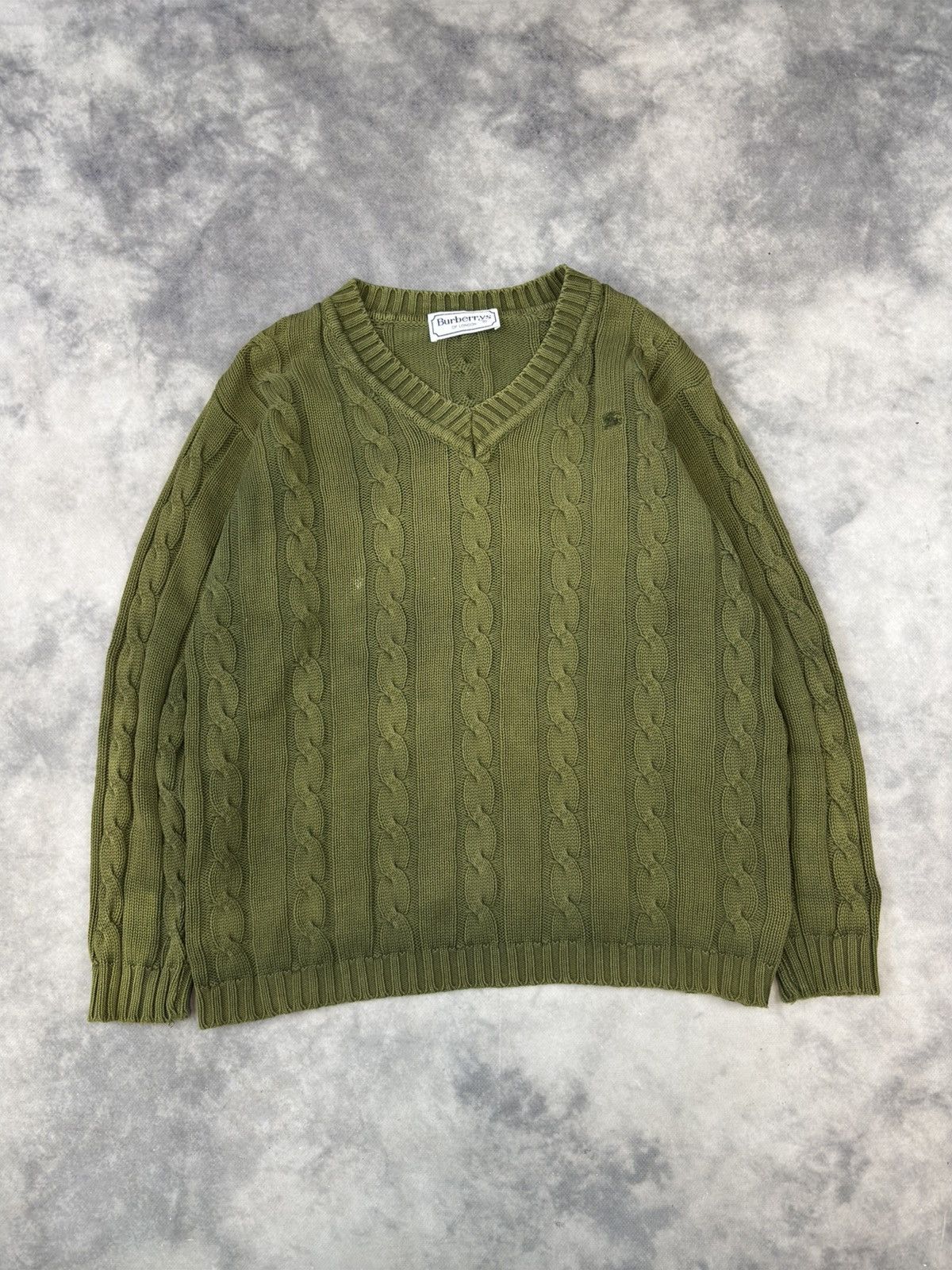 Burberry × Vintage Vintage Burberry Burberrys Sweater Cable Designer Luxury Size US M / EU 48-50 / 2 - 1 Thumbnail