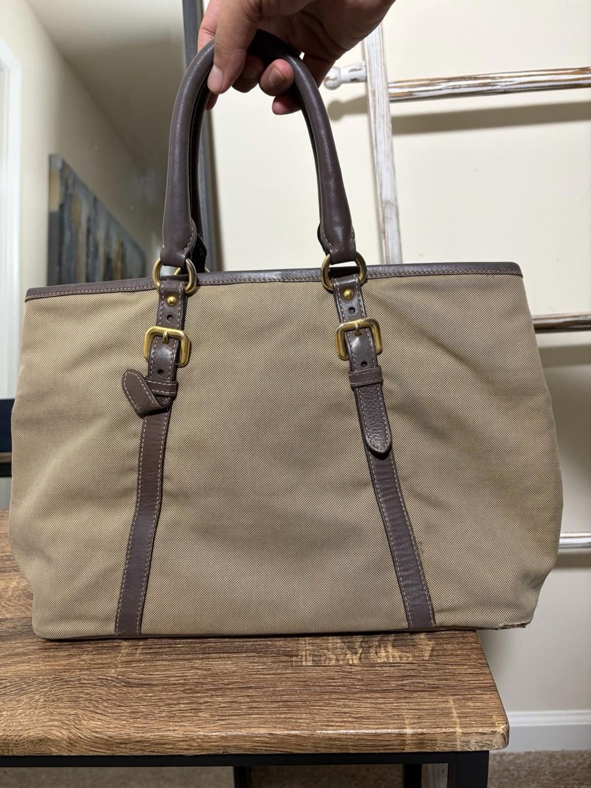 Prada Prada Jacquard Canvas Leather Rope Logo Hand Shoulder Bag Size ONE SIZE - 4 Thumbnail