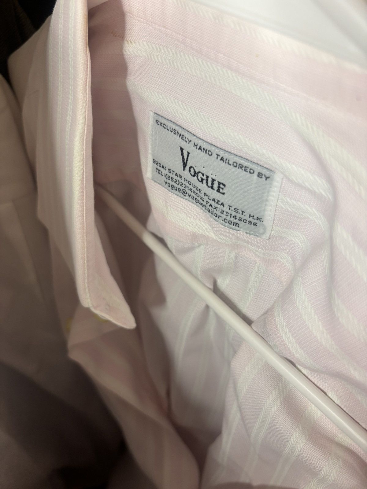 Vogue Vogue Men’s Light Pink Striped Dress Shirt Size US M / EU 48-50 / 2 - 2 Thumbnail